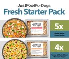 JustFoodForDogs Fresh Starter Pack Frozen Human-Grade Fresh Dog Food, 5.5-oz pouch, case of 9