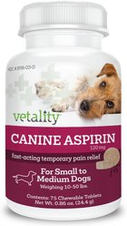 Vetality Canine Aspirin for Dogs, 75 count