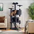 Yaheetech 70-in Plush Scratching Tree w/2 Condos Cat Tree, Black, Large