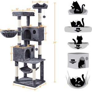 Yaheetech Multi-Level Cat Tree, 73-in, Dark Gray