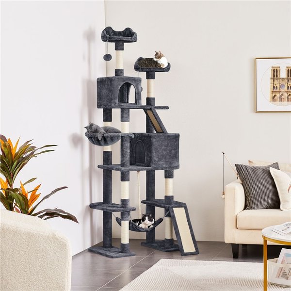 Yaheetech In Multi Level Tree Condo With Foam Edge Perches Cat Tree Large Dark Gray