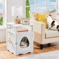 Yaheetch Box Furniture w/Open Shelf Cat Litter Box, White, Medium
