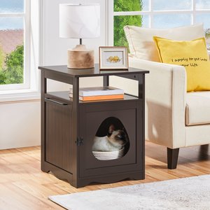 Yaheetch Box Furniture w/Open Shelf Cat Litter Box, Espresso, Medium