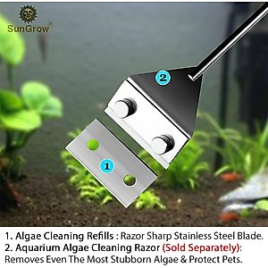 SunGrow Betta Aquarium Algae Scraper Replacement Blades, Reef Tank Glass Cleaning Tool, 10 Count