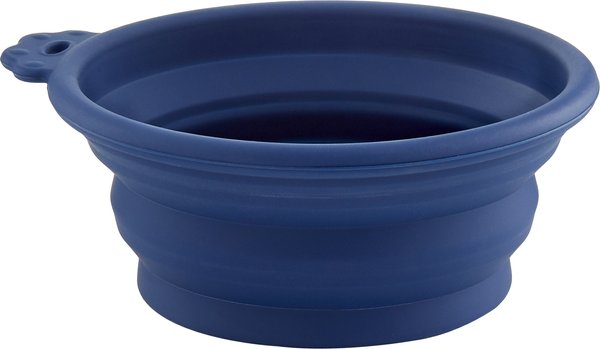 Petmate Silicone Round Collapsible Travel Dog & Cat Bowl, Navy Blue, 1.5-cup slide 1 of 7