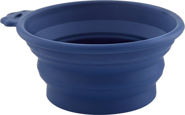 Petmate Silicone Round Collapsible Travel Dog & Cat Bowl, Navy Blue, 3-cup slide 1 of 7