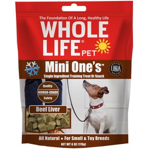 Whole Life Mini One's Beef Liver Training Dehydrated Treats for Dogs, 6-oz bag