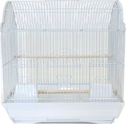 YML Barn Top Bird Cage with Perch, White