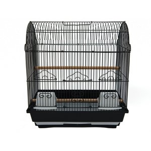 YML Barn Top Bird Cage with Perch, Black