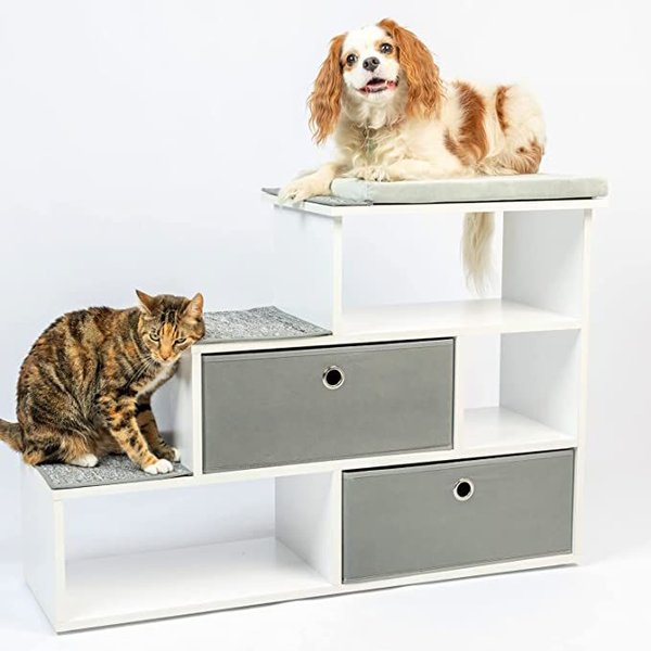 PetFusion Hybrid Cat Bookshelf & 3 Perches, White slide 1 of 6