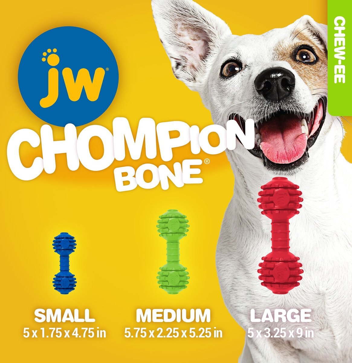 JW PET Chompion Dog Toy, Color Varies, Heavyweight