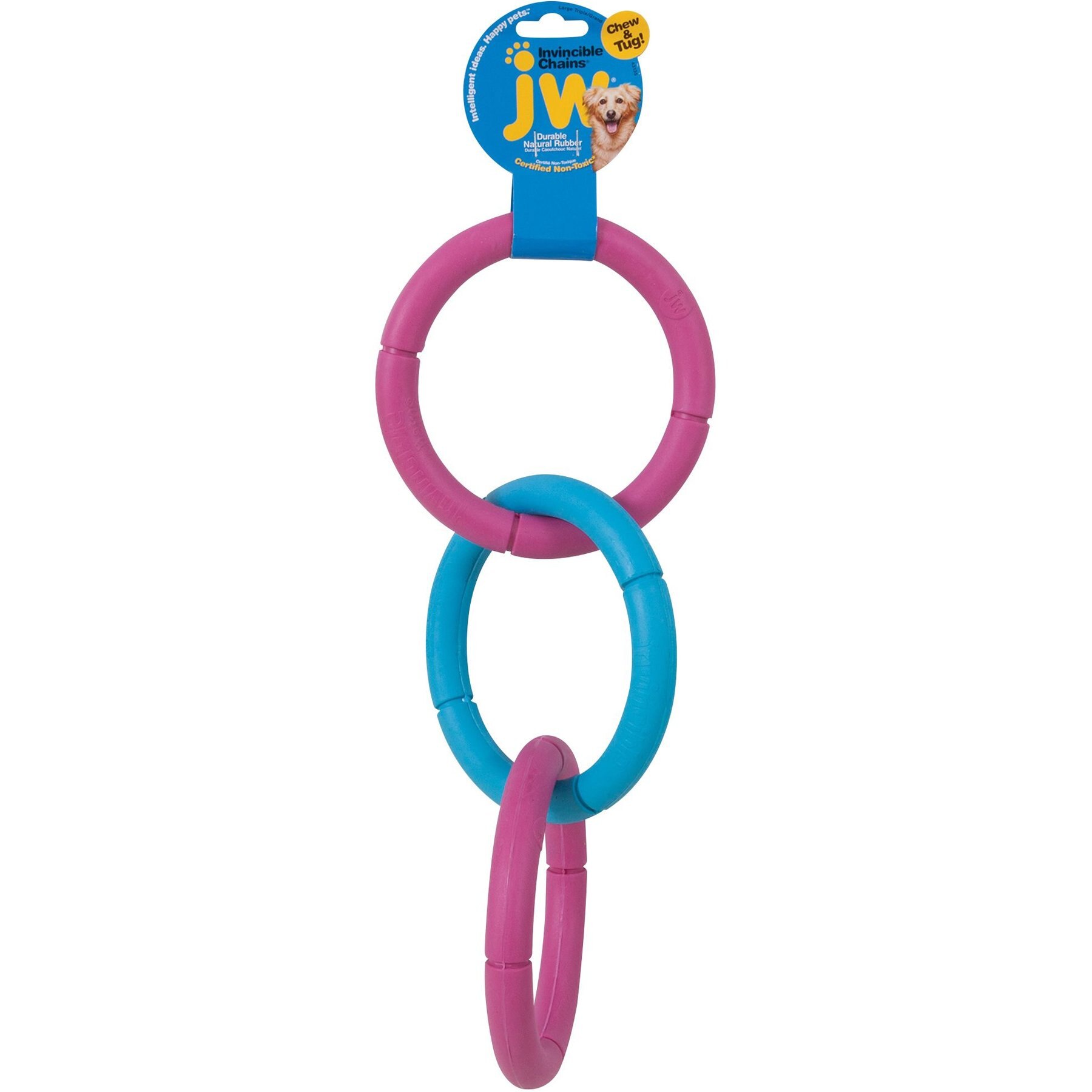 JW PET Invincible Chains Triple Dog Toy, Color Varies, Large
