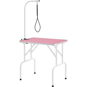 Yaheetech Stainless Steel Dog & Cat Grooming Table, Pink, 32-in