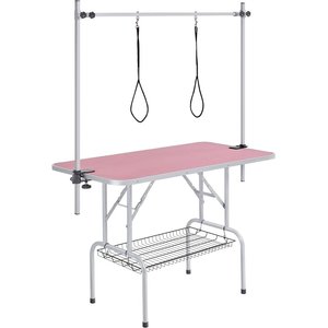Yaheetech Stainless Steel Dog & Cat Grooming Table, Pink, 45-in