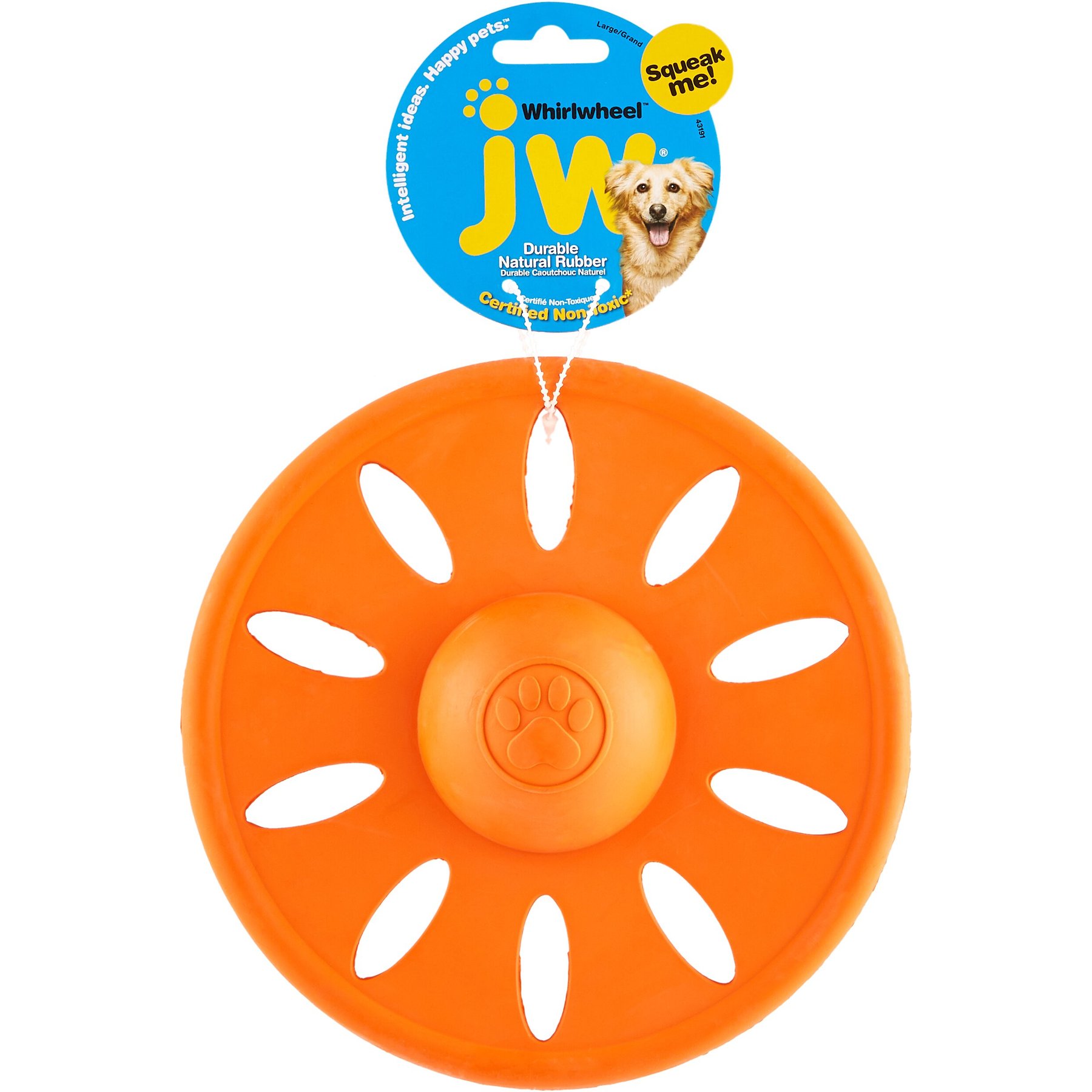 JW Pet Whirlwheel Flying Disc Natural Rubber Wheel Interactive Fun Dog Toy  Large