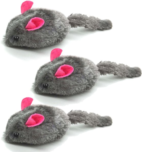 SunGrow Christmas Interactive Ferret & Cat Squeaky Mouse Plush & Kicker Toy for Indoor Fetch Play, 3 count