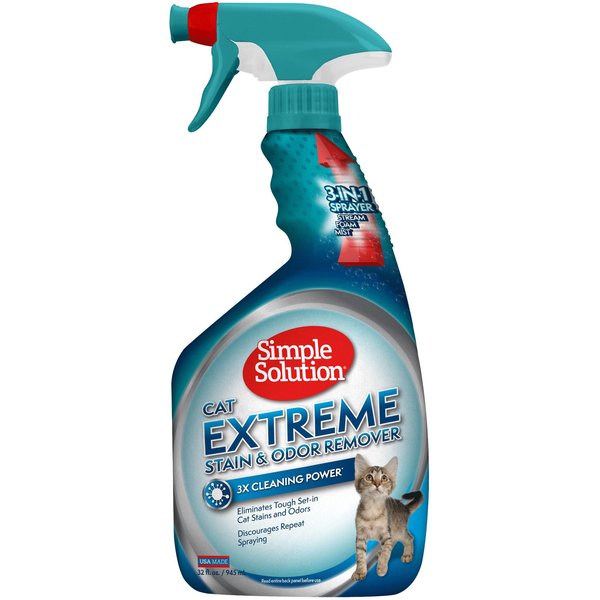 SIMPLE SOLUTION Extreme Cat Stain & Odor Remover, 32fl oz bottle