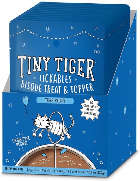 Tiny Tiger Lickables, Tuna Recipe, Bisque Cat Treat & Topper, 1.4-oz pouch, case of 24 slide 1 of 8