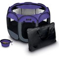Ruff 'N Ruffus Portable Foldable Cat & Dog Playpen, Carrying Case, & Travel Bowl, Purple, Large