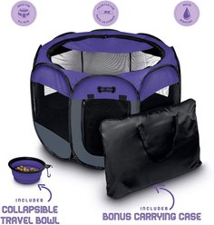 Ruff 'N Ruffus Portable Foldable Cat & Dog Playpen, Carrying Case, & Travel Bowl, Purple, Large slide 2 of 7