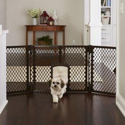 MyPet Extra Wide Cat & Dog Gate with Pet Door, Brown