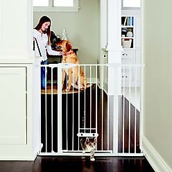 MyPet Extra Tall & Wide Walk Thru Easypass Cat & Dog Gate, White