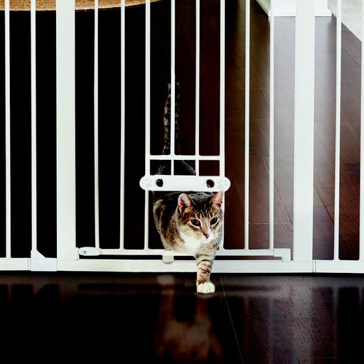 MyPet Extra Tall & Wide Walk Thru Easypass Cat & Dog Gate, White