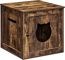 FEANDREA Hidden Cat Litter Box Enclosure, Rustic Brown, Medium