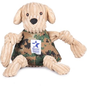 HuggleHounds Warrior Canine Connection Knottie Dog Toy, Large, Camo, Yellow Lab