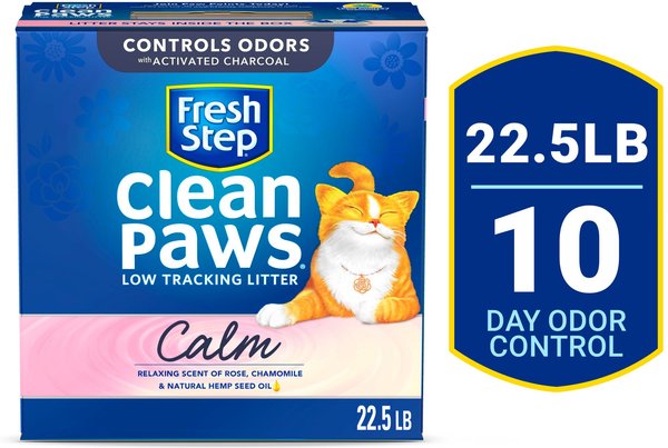 FRESH STEP Clean Paws Calm Low Tracking Rose Chamomile Scented Clumping Cat Litter 22.5 lb Chewy