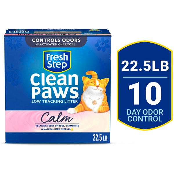 FRESH STEP Clean Paws Calm Low Tracking Rose & Chamomile Scented Clumping Cat Litter, 22.5lb