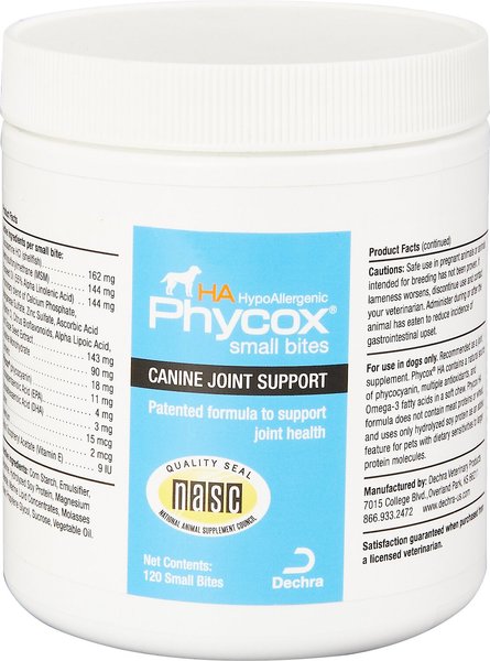 Phycox HypoAllergenic HA Small Bites Soft Chews Joint Supplement for Dog, 120 count slide 1 of 4
