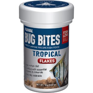 Fluval Bug Bites Tropical Freshwater Formula Flakes Fish Food, 0.63-oz