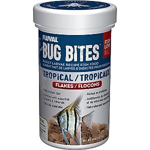 Fluval Bug Bites Tropical Freshwater Formula Flakes Fish Food, 1.58-oz