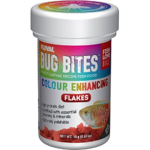 Fluval Bug Bites Color Enhancer Tropical Freshwater Formula Flakes Fish Food, 63-oz