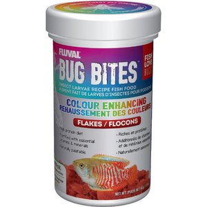 Fluval Bug Bites Color Enhancer Tropical Freshwater Formula Flakes Fish Food, 1.58-oz