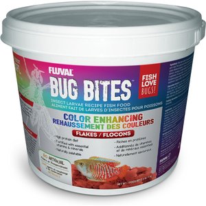 Fluval Bug Bites Color Enhancer Tropical Freshwater Formula Flakes Fish Food, 2.2-lb