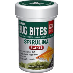 Fluval Bug Bites Spirulina Formula Flakes Fish Food, 0.64-oz