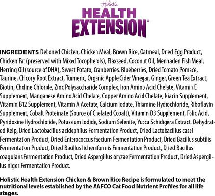 Show full view: Health Extension Chicken & Brown Rice Recipe Dry Cat Food, 15-lb bag slide 7 of 10