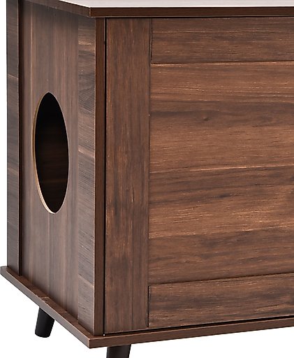 Sam's Pets Becky Box Enclosure End Table Cat Litter, Brown, Medium