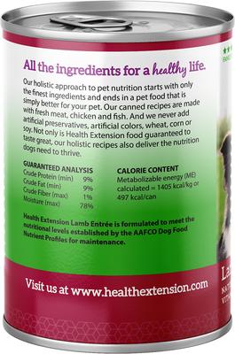 Show full view: Health Extension Lamb Entree Canned Dog Food, 12.5-oz, case of 12 slide 4 of 7