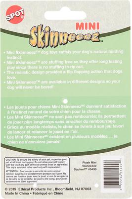 Show full view: Ethical Pet Skinneeez Forest Series Squirrel Stuffing-Free Squeaky Plush Dog Toy, 14-in slide 3 of 6