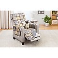Couch Guard Recliner Furniture Protector, Plaid Beige Gray
