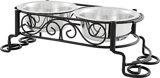 Ethical Pet Mediterranean Double Diner Non-Skid Elevated Dog & Cat Bowls, 2-cup