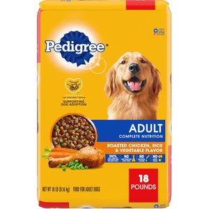 Pedigree Complete Nutrition Roasted Chicken, Rice & Vegetable Flavor Dog Kibble Adult Dry Dog Food, 18-lb bag