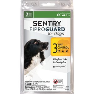 Sentry FiproGuard Flea & Tick Spot Treatment for Dogs, 23-44 lbs, 3 Doses (3-mos. supply)