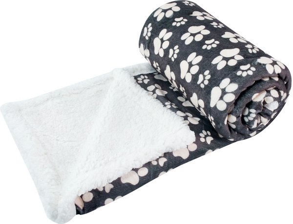 HappyCare Textiles Ultra Soft Cozy Flannel Paw Print Sherpa Cat & Dog Blanket, 50x60-in, Grey slide 1 of 6