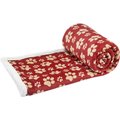 HappyCare Textiles Ultra Soft Cozy Flannel Paw Print Sherpa Cat & Dog Blanket, 50x60-in, Red