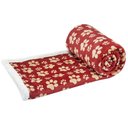 HappyCare Textiles Ultra Soft Cozy Flannel Paw Print Sherpa Cat & Dog Blanket, 50x60-in, Red