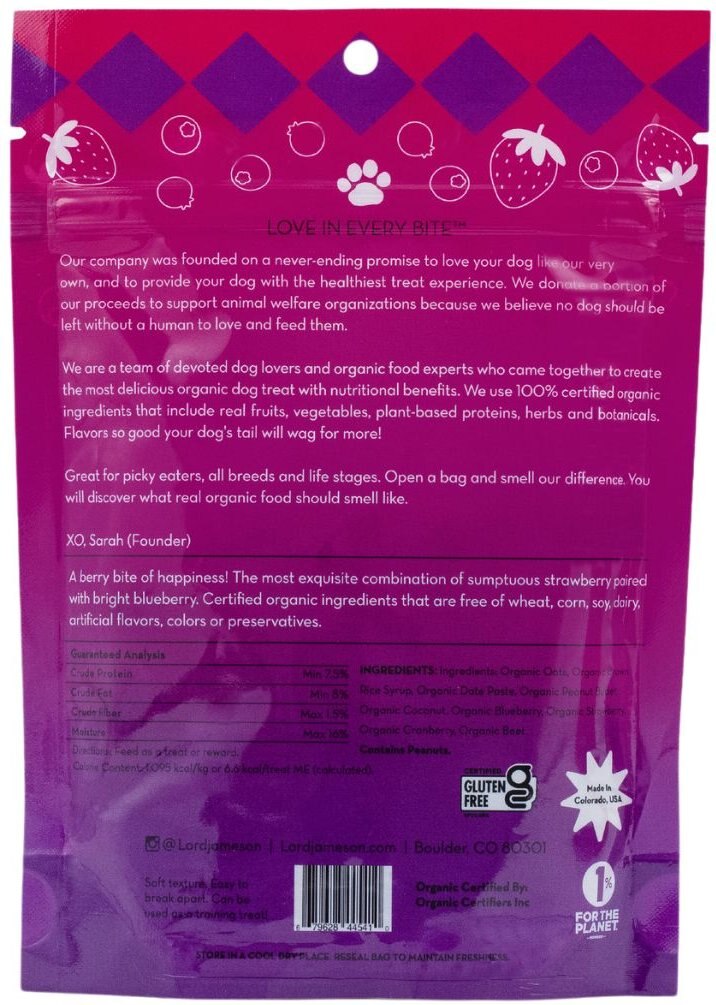 LORD JAMESON Little Rewards Very Berry GrainFree Dog Treats, 3oz bag